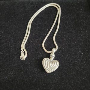 Lagos Caviar Vintage Sterling Silver Fluted Heart Perfume Bottle Necklace